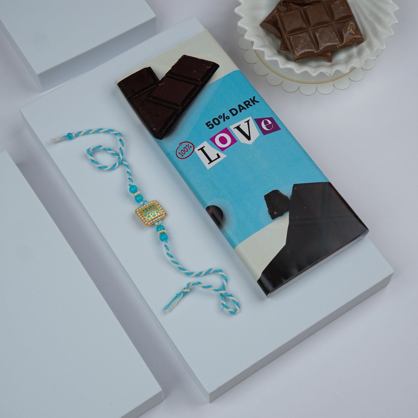 Affordable Blue Rakhi & Dark Chocolate