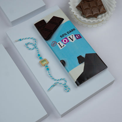 Affordable Blue Rakhi & Dark Chocolate