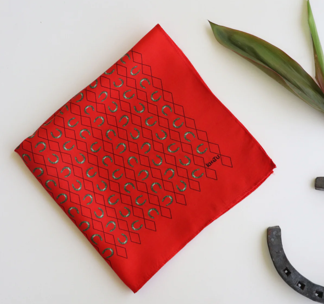 Khatu Red Orange Red Horse-Shoe Pocket Square