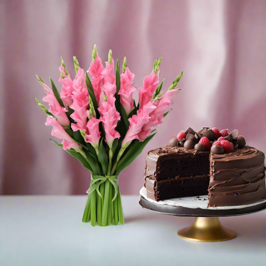 Charming Gladiolus and Decadent Cake