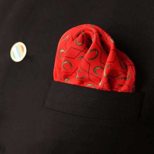 Khatu Red Orange Red Horse-Shoe Pocket Square