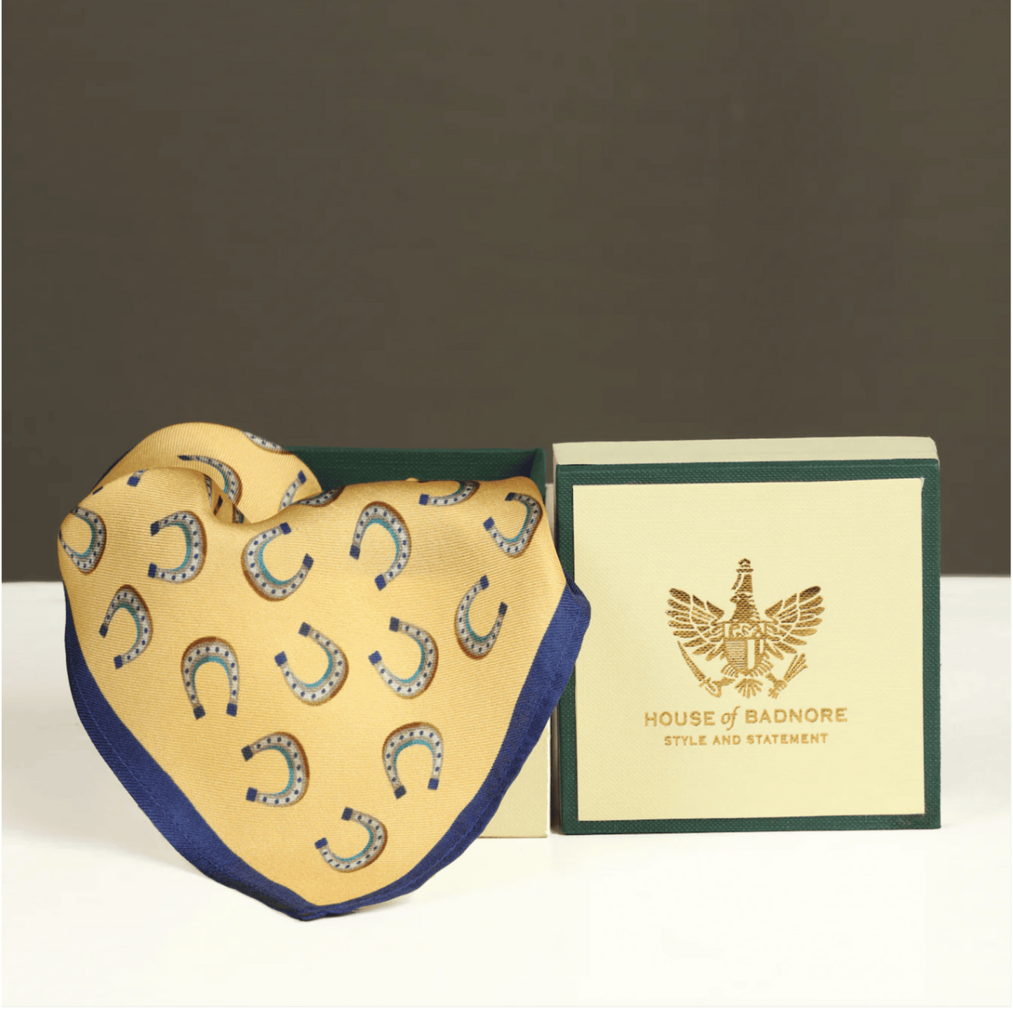 House of Badnore Horseshoe Pocket Square - Yellow