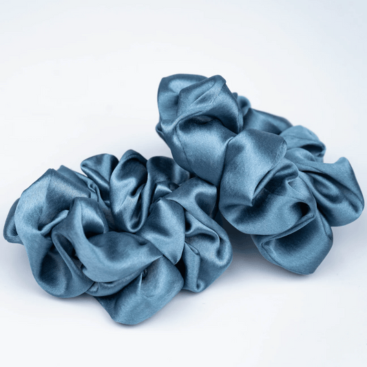 Satin Blue Scrunchies