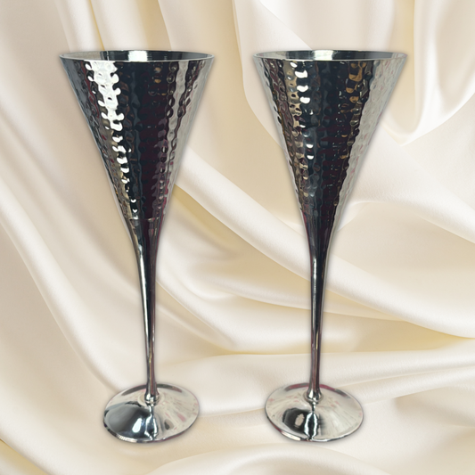 Bigwishbox Silver Plated 'Jashn' Champagne Flutes (Set of Two)