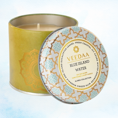 Veedaa Blue Island Water Mason Tin Candle